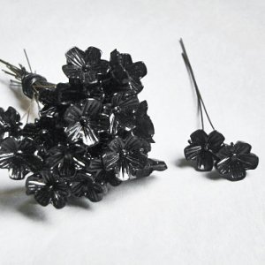 画像2: 14mm flower on wire "Black "