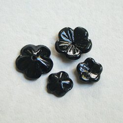画像2: 2pcs flat flower beads "Black"