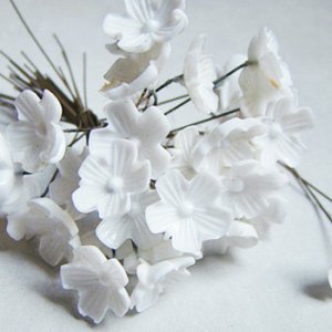 画像1: 14mm flower on wire "White "