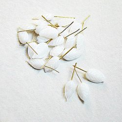 画像1: tiny glass leaf pin "White"