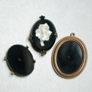 画像2: 28x21 OV Black glass cabochon