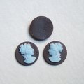 1 pair 14mm "Brown/Blue" plastic cameo