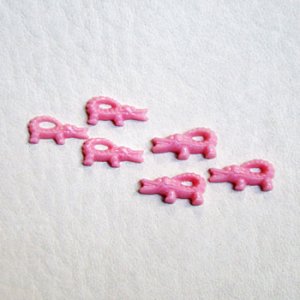 画像1: 1 pair 12x6 Pink Alligator cabochon