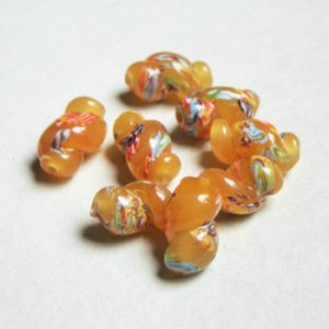 画像1: 15x9 Caramel millefiori twisted beads