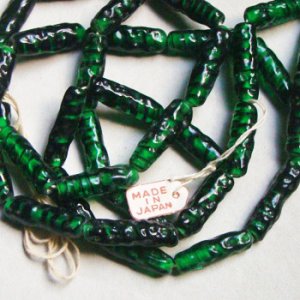 画像3: 19x6 "GR/BK"swirl baroque tube beads