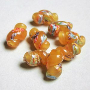 画像2: 15x9 Caramel millefiori twisted beads