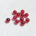 4pcs 6mm Ruby 1/2 drilled beads