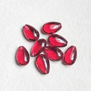 画像1: 12x8 1/2 drilled drop beads "Ruby"