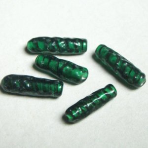 画像2: 19x6 "GR/BK"swirl baroque tube beads