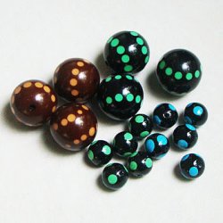 画像2: 14mm "Black/ Green"dot plastic beads