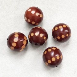 画像1: 14mm "Maroon Brown/ Beige"dot plastic beads
