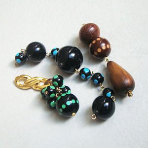 画像3: 14mm "Maroon Brown/ Beige"dot plastic beads