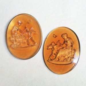 画像1: 40x30 OV Amber "Cherub with Goddess" intaglio