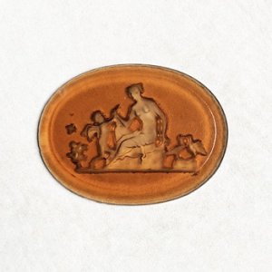 画像2: 40x30 OV Amber "Cherub with Goddess" intaglio