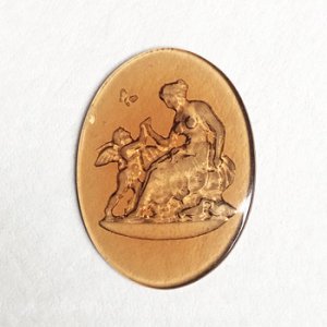画像2: 40x30 OV Amber "Cherub with Goddess" intaglio