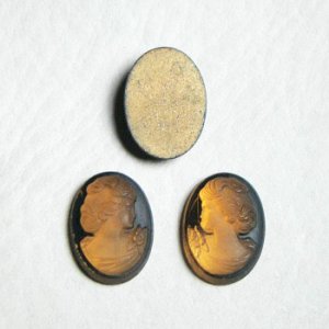 画像1: 1pair 18x13 "Black/ Brown" frosted cameo