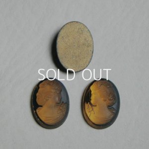 画像1: 1pair 18x13 "Black/ Brown" frosted cameo