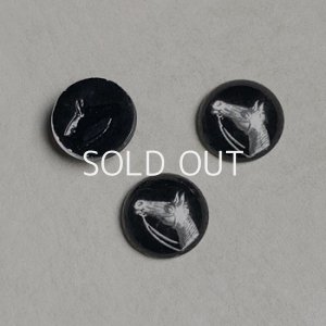 画像1: 13mm Black/ Silver "Horse Head" intaglio