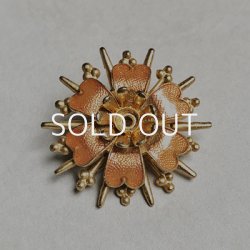 画像2: 31mm "Apricot" enameled flower brooch finding