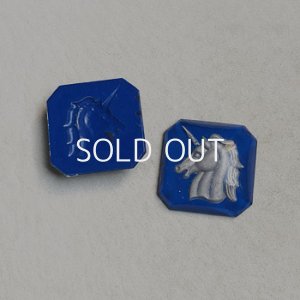 画像1: 18x18 Blue/Gray "Unicorn" intaglio