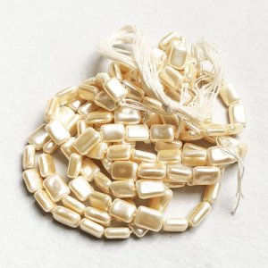 画像2: 4pcs 8~9x6.5 flat rectangle glass pearl
