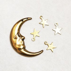 画像1: Crescent Moon & Star charm set