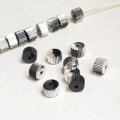 4pcs 5.8x4 "Jet/Silver" cylinder beads