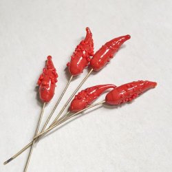 画像1: 23x6 Red flower bud pin