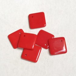 画像1: 4pcs 14mm square pendant "Red"