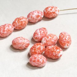 画像1: 13x9 "Coral matrix" twist oval beads