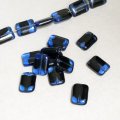 2pcs 11x8 Rect flat beads "Sapphire/Black"