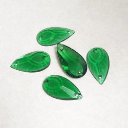 画像1: 2pcs 20x11 Pear Emerald 2-hole sew on