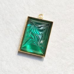 画像3: 20x15 RECT Emerald leaf carved cabochon