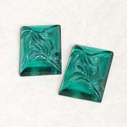 画像2: 20x15 RECT Emerald leaf carved cabochon