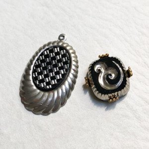 画像3: 18x13 OV "Jet/ Silver" Checkerboard cabochon