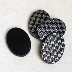 画像2: 18x13 OV "Jet/ Silver" Checkerboard cabochon