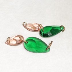 画像3: 2pcs 20x11 Pear Emerald 2-hole sew on