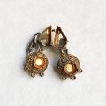 aged brass ornate earring base