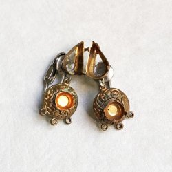 画像1: aged brass ornate earring base