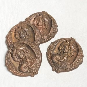 画像4: 34x31 brass victorian girl medallion