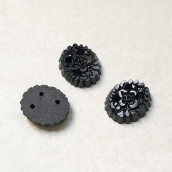 画像1: 12x10 OV Jet carved floral cabochon