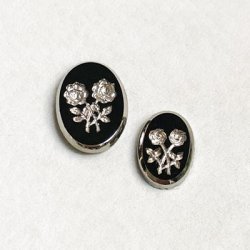 画像1: "Black/SV" Rose intaglio cabochon