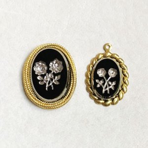画像4: "Black/SV" Rose intaglio cabochon