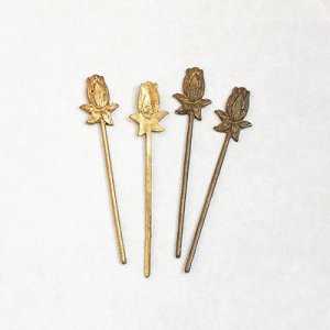 画像1: dark brass 8x40 Rose Bud Stem stamping