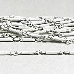 画像1: White enamel ribbed bar link chain
