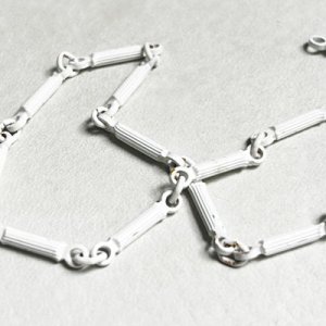 画像2: White enamel ribbed bar link chain