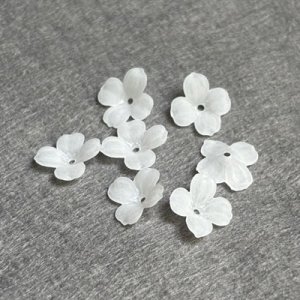 画像1: 4pcs 12mm "Matte Clear" plastic 4-petal flower