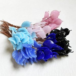 画像3: Black Leaf glass on wire pin