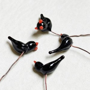 画像3: Black Bird glass on wire pin