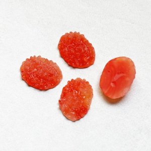 画像1: 14~15x10~11 OV Orange floral cabochon